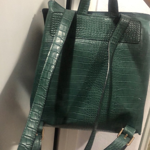 Emerald Faux Croc Backpack - Picture 2 of 4